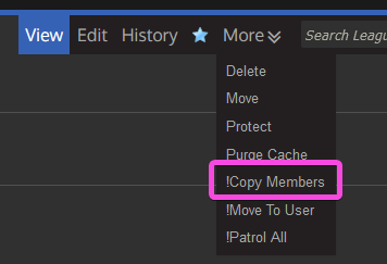 A screenshot of the !Copy members button