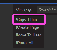 A screenshot of the !Copy titles button