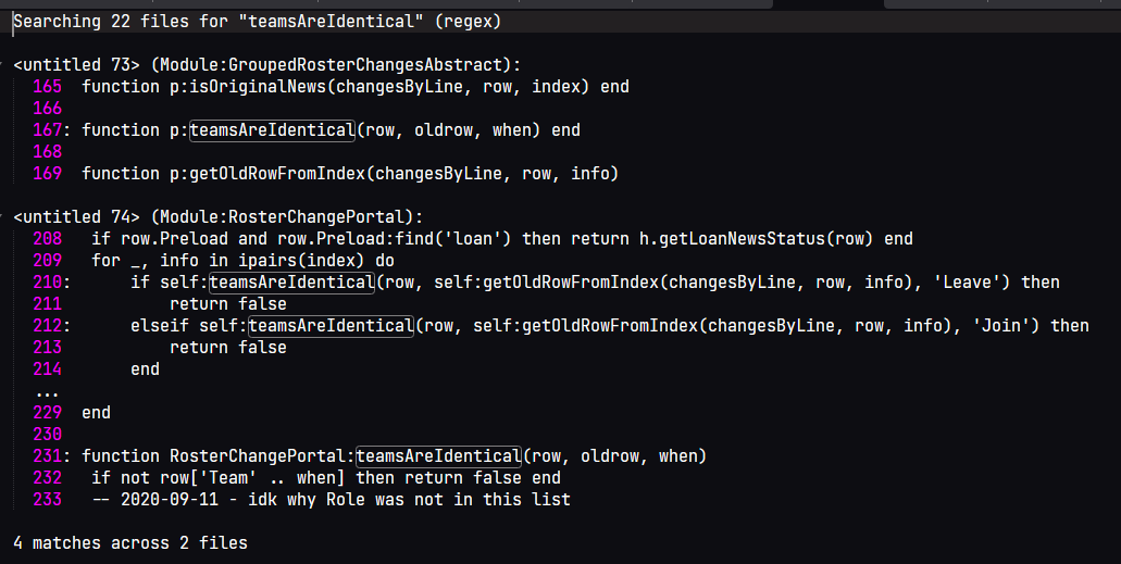 A screenshot of a code search result in SublimeText
