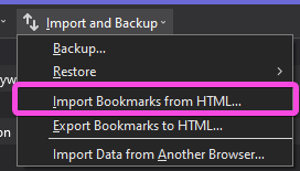 Import bookmarks from HTML